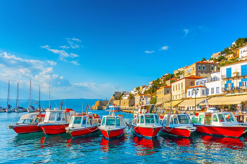Tender boats in a harbor